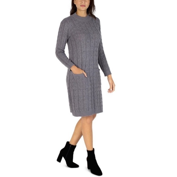 Sandra Darren Long Sleeve Double Pocket Sweater Knit Dress - Picture 2 of 4